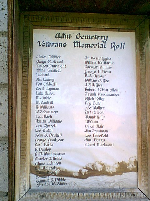 Photo of Veterans Memorial Roll